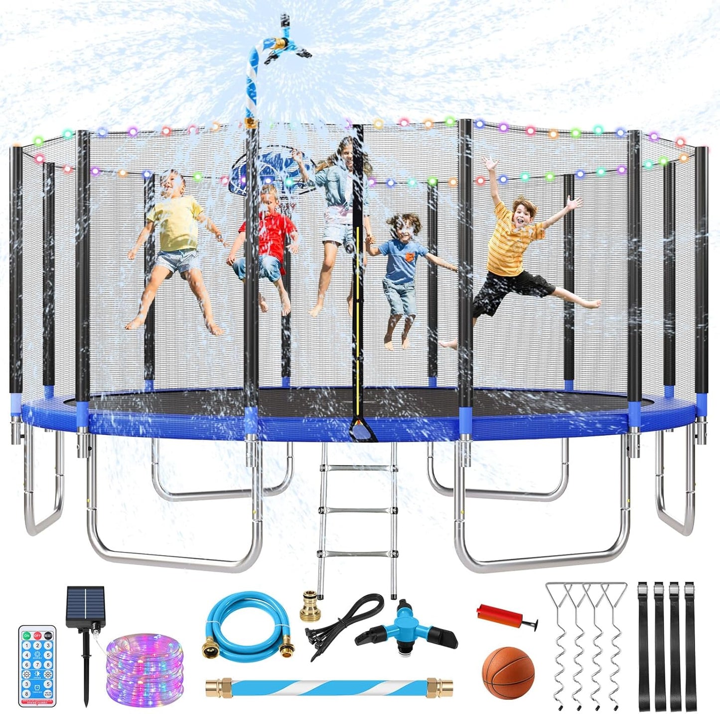 Upgraded 16FT Trampoline with Basketball Hoop for Kids and Adults