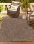 Outdoor Solid Area Rug 5 ft 3 in x 7 ft 1 in Light Brown/Ivory
