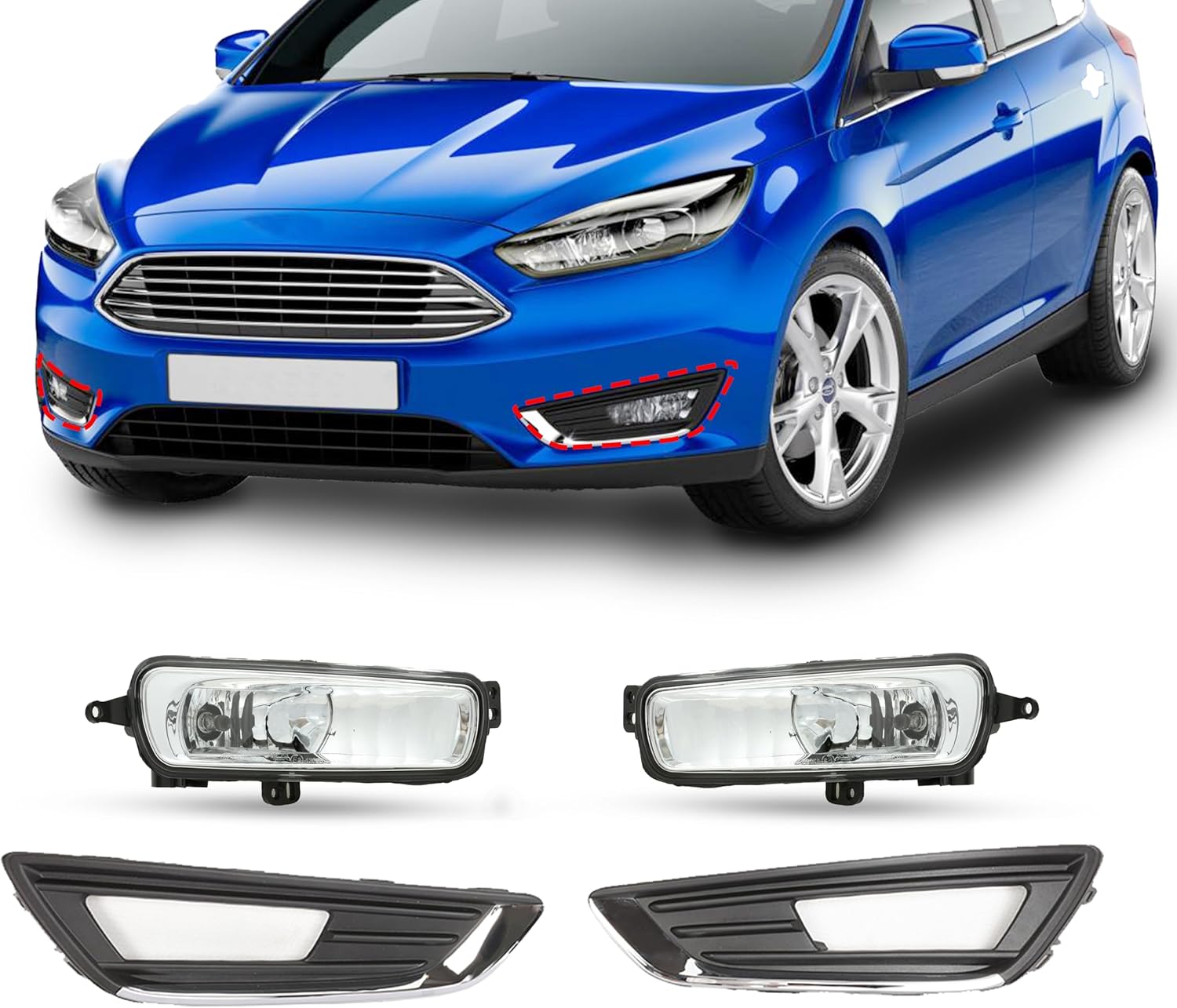 BXZ Fog Lights for Ford Focus 2015-2018 Sedan - Halogen Lamps