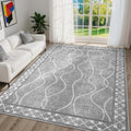 DweIke Modern Bordered Living Room Rug, 5x7 - Machine Washable Comfort