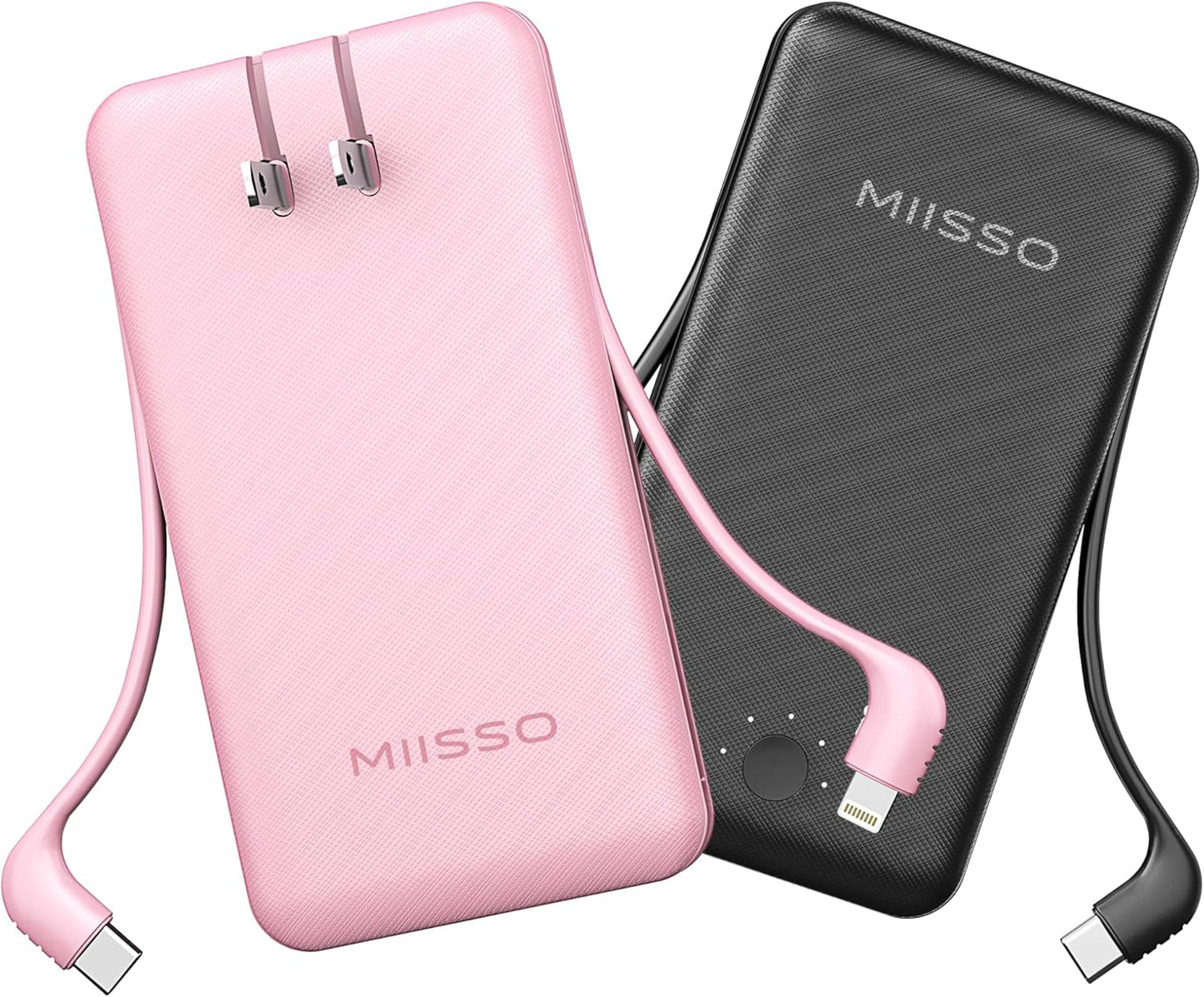 miisso Ultra Slim 10000mAh Power Bank with Built-in Cables