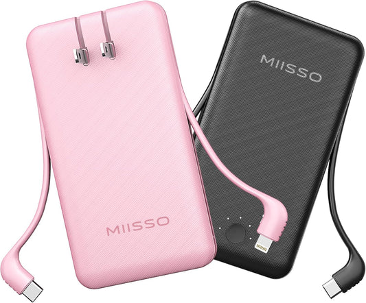 miisso Ultra Slim 10000mAh Power Bank with Built-in Cables