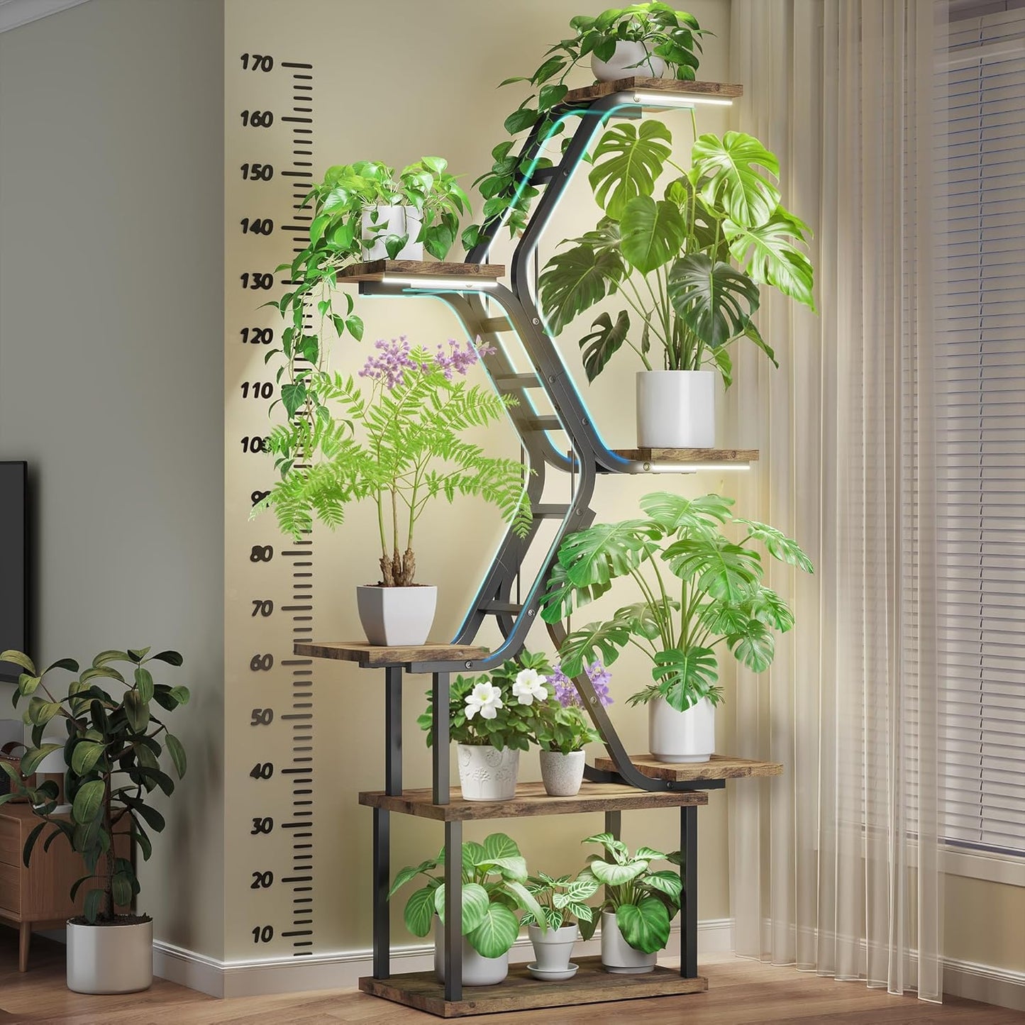 Plant Stand with Grow Lights: 65in Tall 7 Tiered Metal Rack