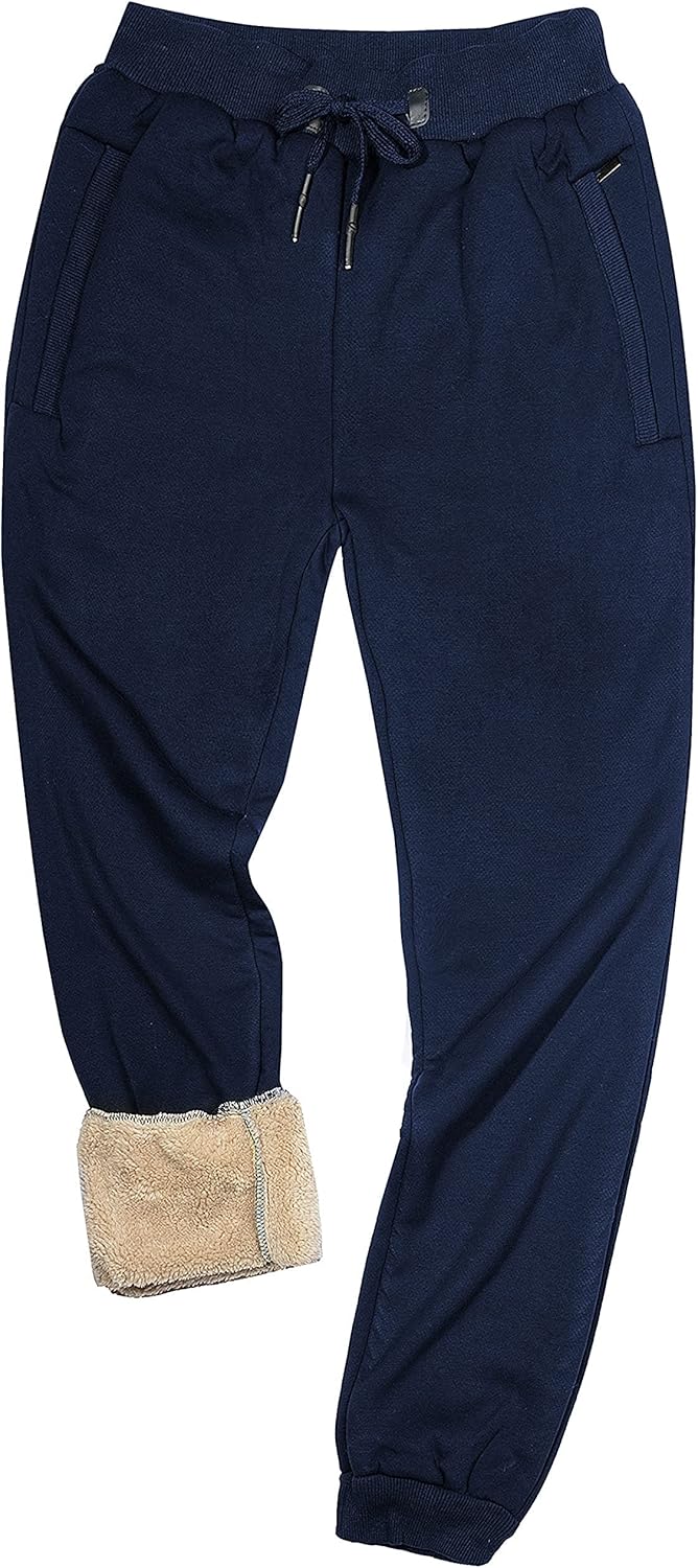 Yeokou Mens Winter Warm Sherpa Lined Thermal Jogger Pants