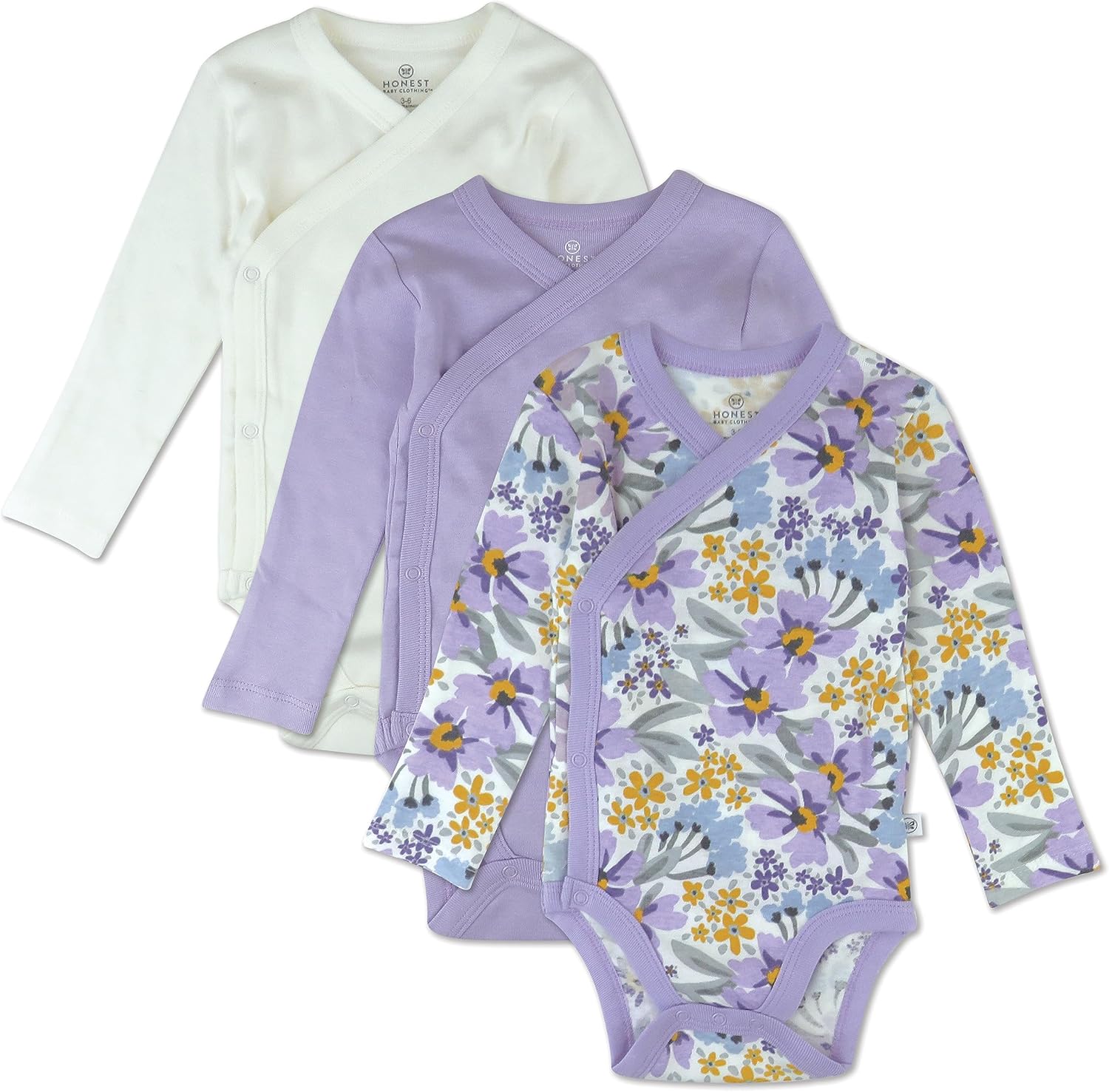 HonestBaby Unisex Baby Long Sleeve Side-Snap Bodysuits Pack