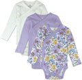 Unisex Baby 3-Pack Long Sleeve Kimono Bodysuits - Organic Cotton