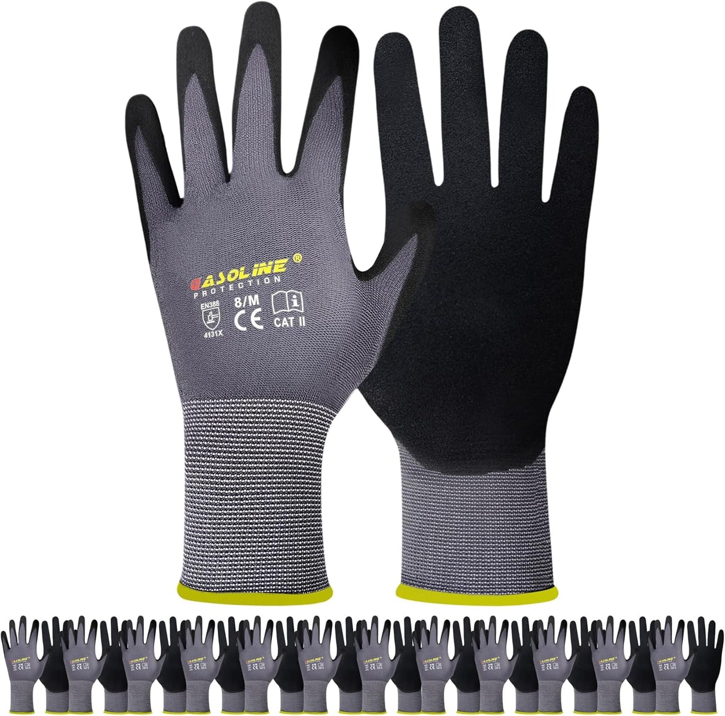 Nitrile Coated Seamless Work Gloves - 12 Pairs