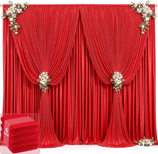 20ft x 12ft Red Backdrop Curtains for Elegant Wedding Decor