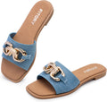 Women's Flat Sandals Fashion Slides with Gold Jewelry - Comfortable