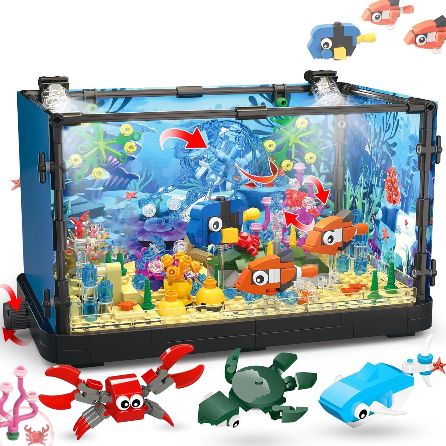 Ocean Animal Building Blocks Set - Light-up Aquarium Fun!