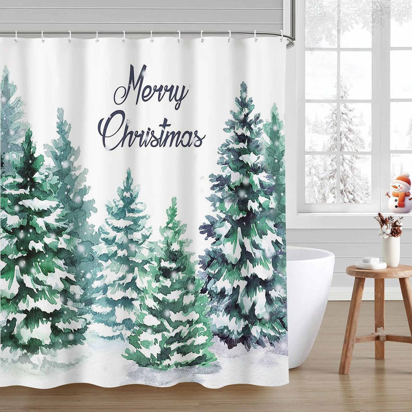 Christmas Tree Shower Curtain 72x72 - Festive Bathroom Decor