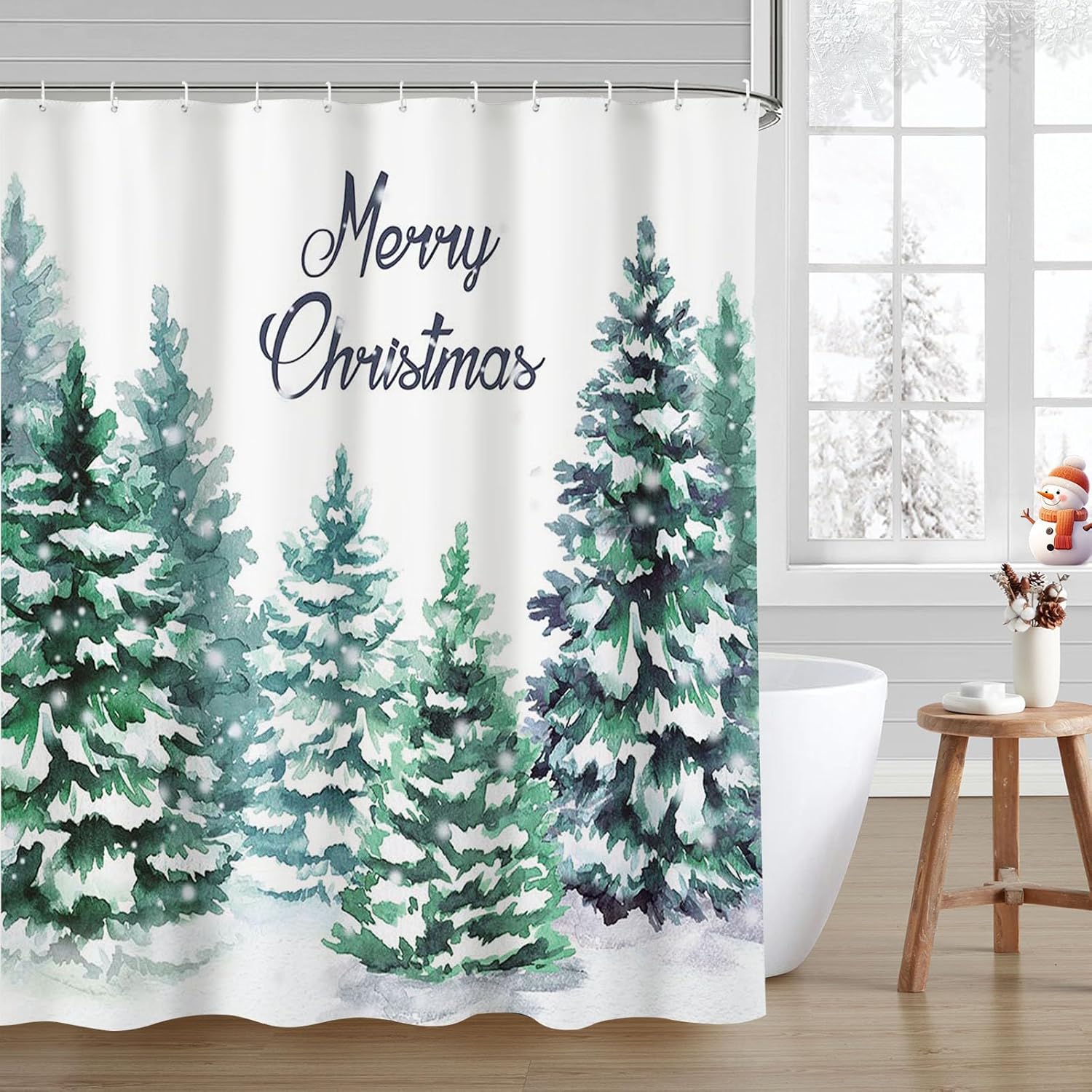 Christmas Tree Shower Curtain 72x72 - Festive Bathroom Decor