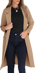 Womens Cardigan Sweater Lapel Long Coatigan - Relaxed Fit Fall Coat