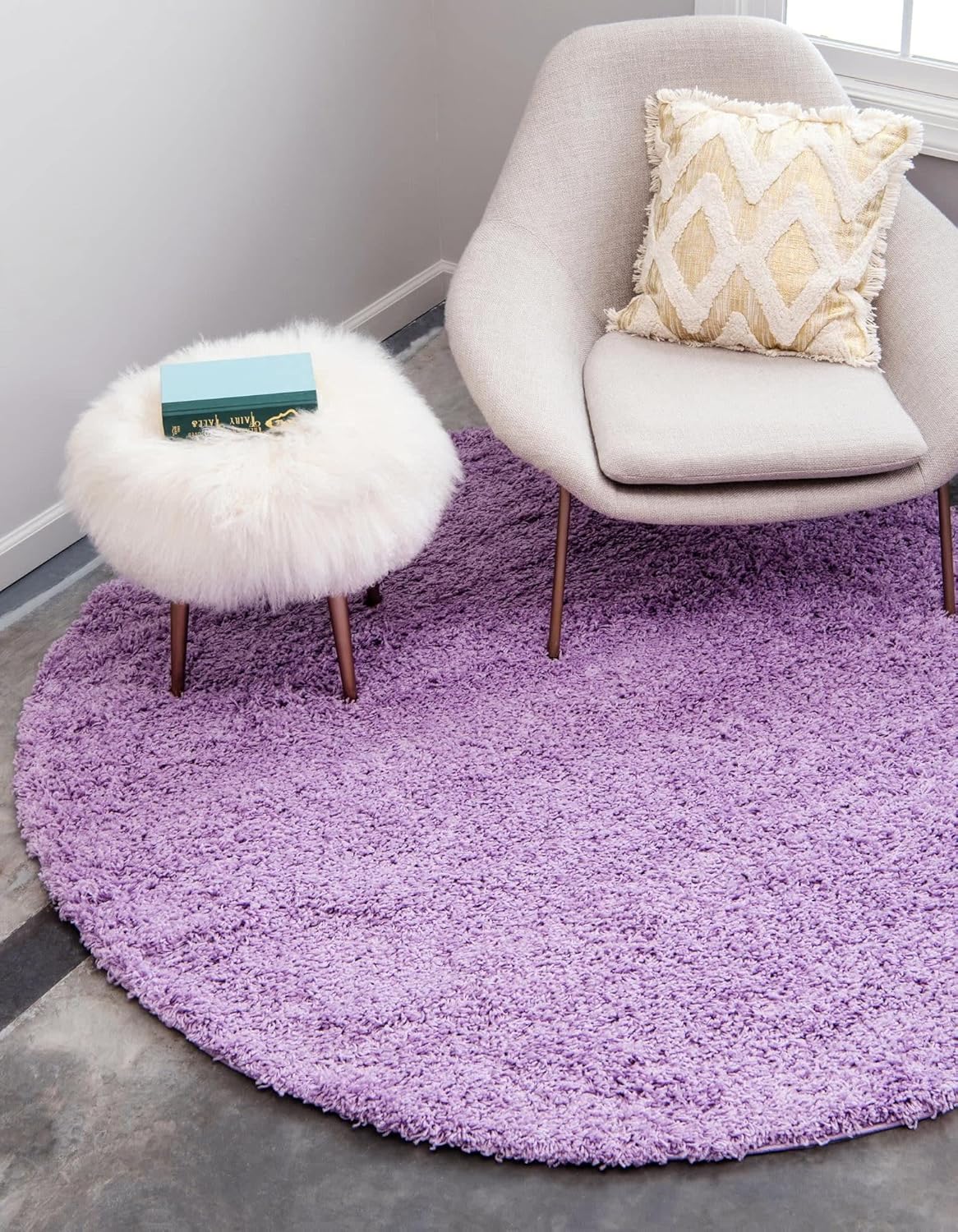 Unique Loom Solid Shag Collection Area Rug in Lilac