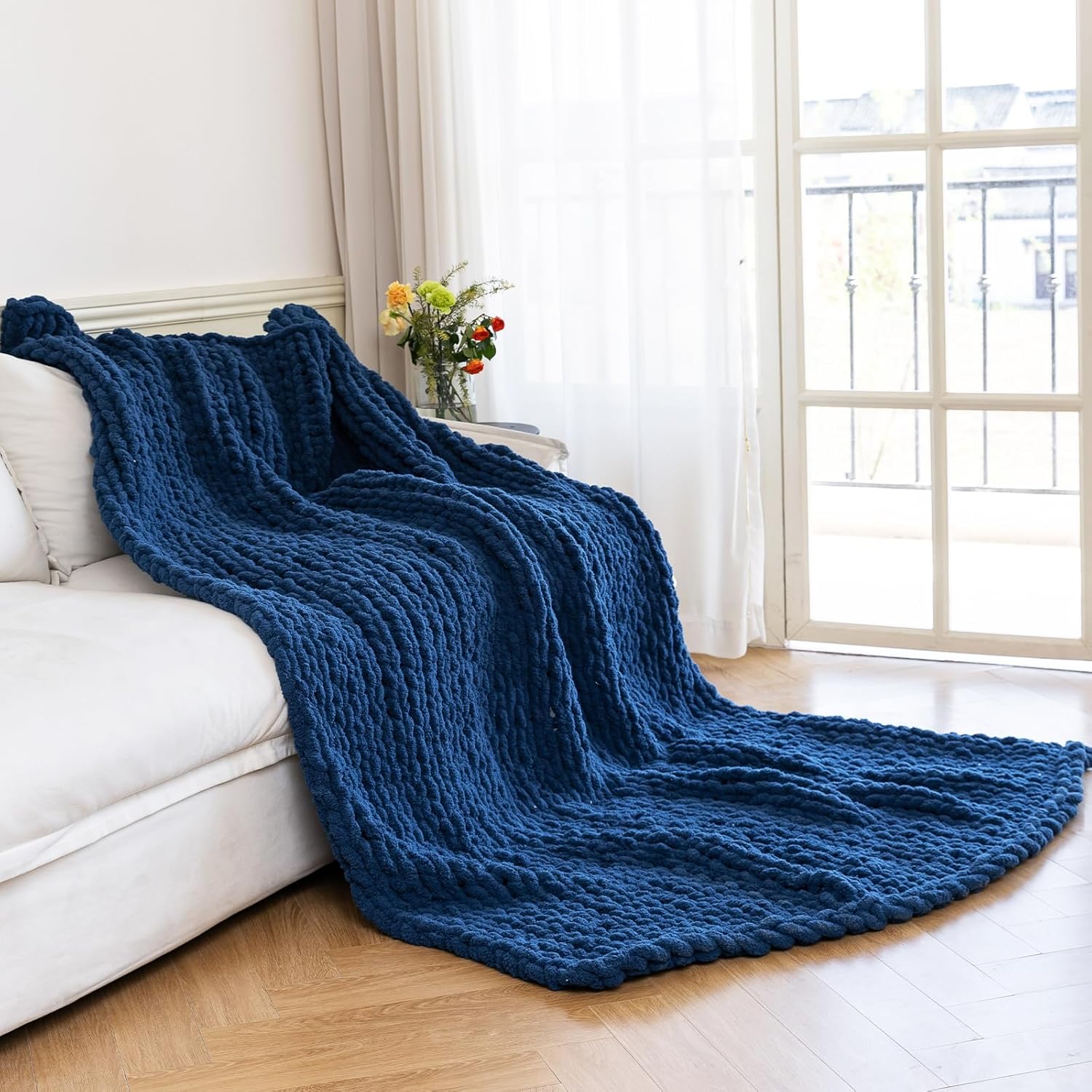 Chunky Knit Blanket - Luxury Soft Cozy 50x60 Throw for Home