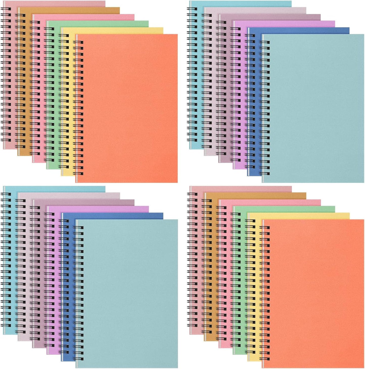Fuutreo 24 Pcs Spiral Notebook Set for Work and School Use