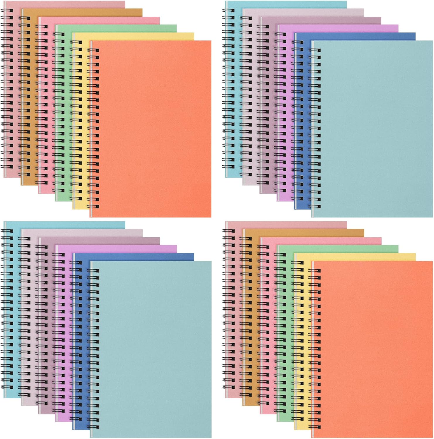 Fuutreo 24 Pcs Spiral Notebook Set for Work and School Use