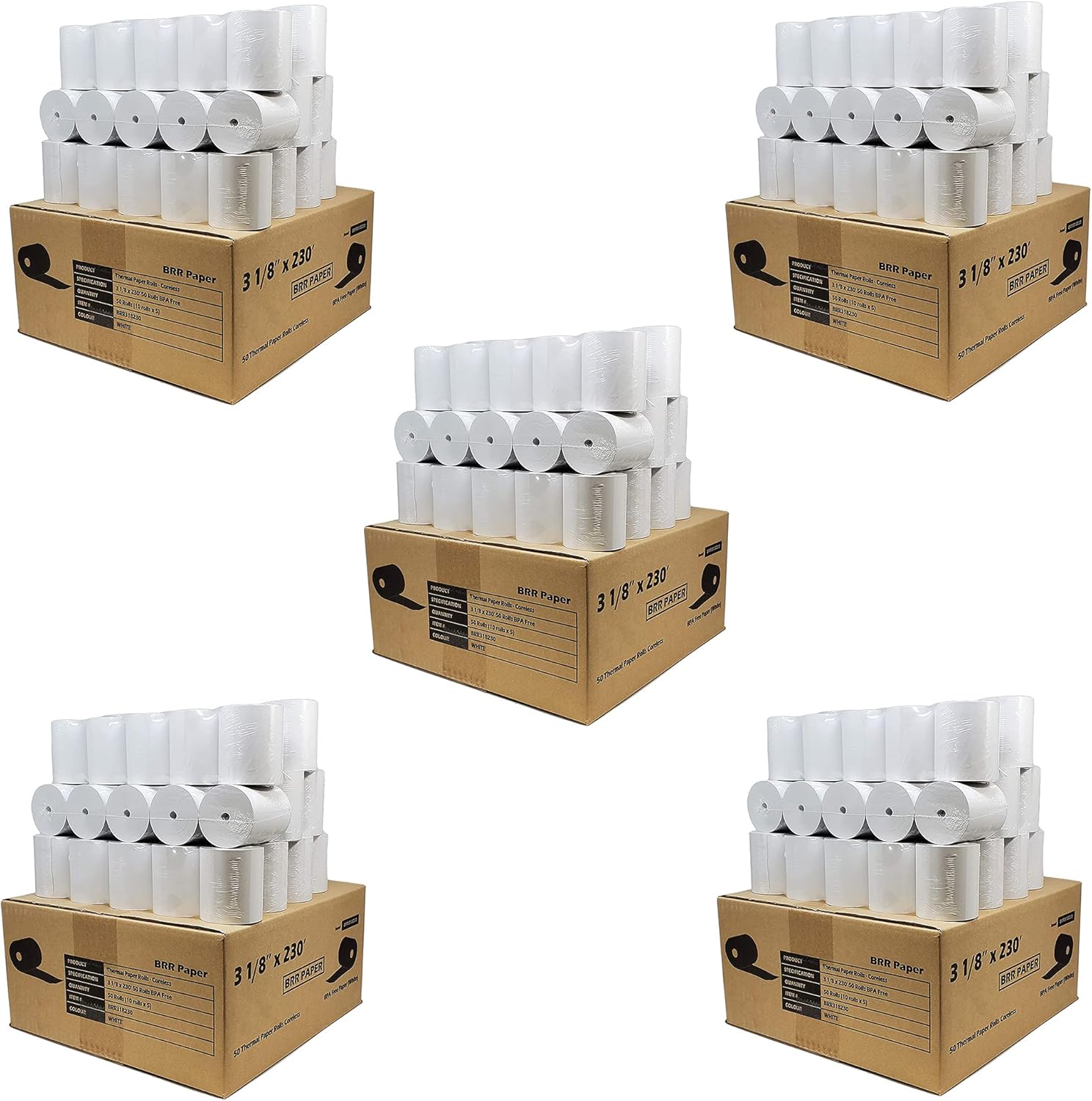 Coreless Thermal Receipt Printer Paper 3-1/8in x 230ft 500 Rolls