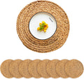 Round Placemats Set of 8 Natural Woven Rattan Placemats - Heat