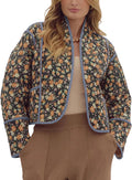Cropped Floral Reversible Quilted Jacket Cardigan (Style 248Y)