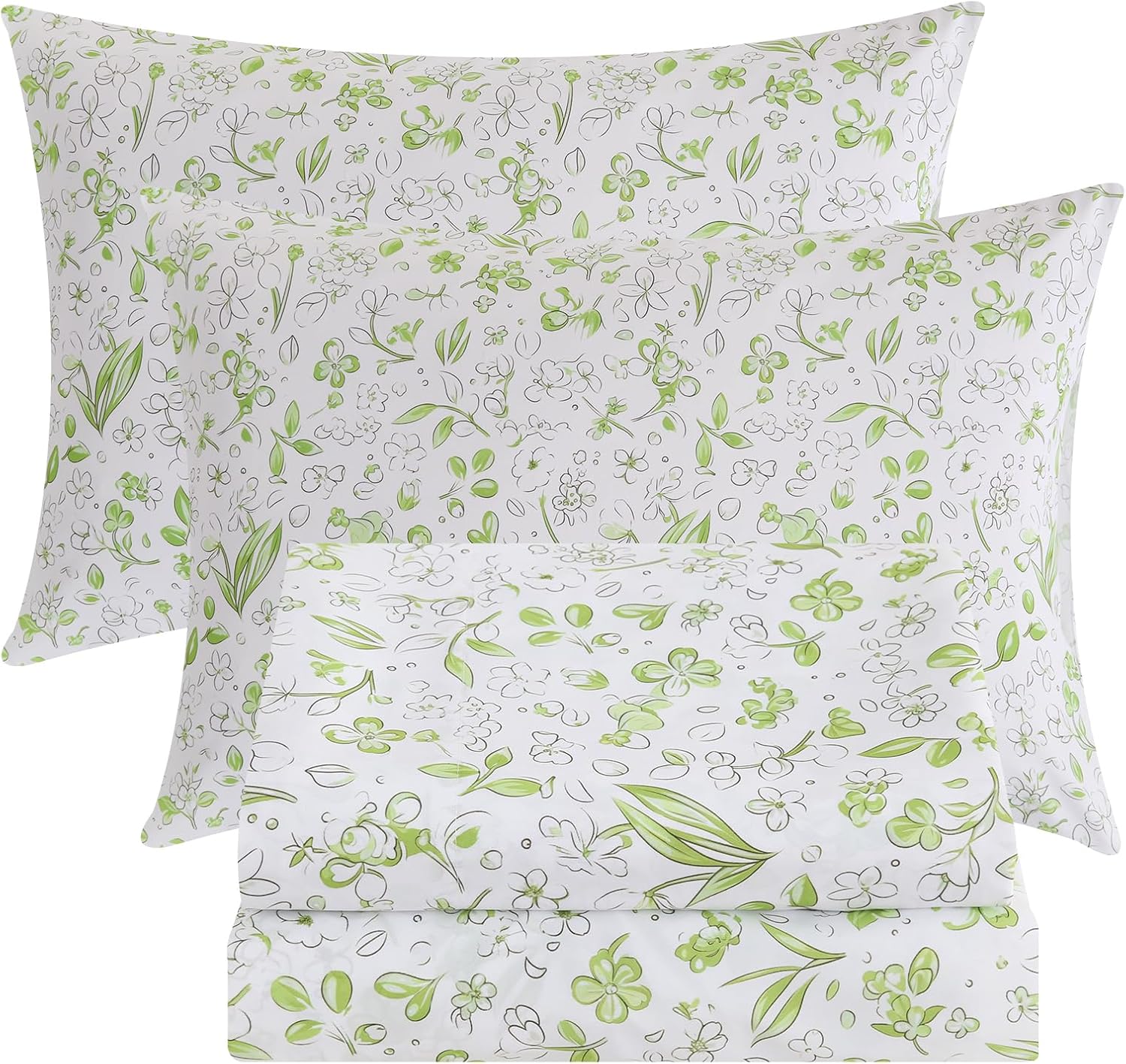 Queen Size Extra Deep Pocket Sheet Set with Floral Design