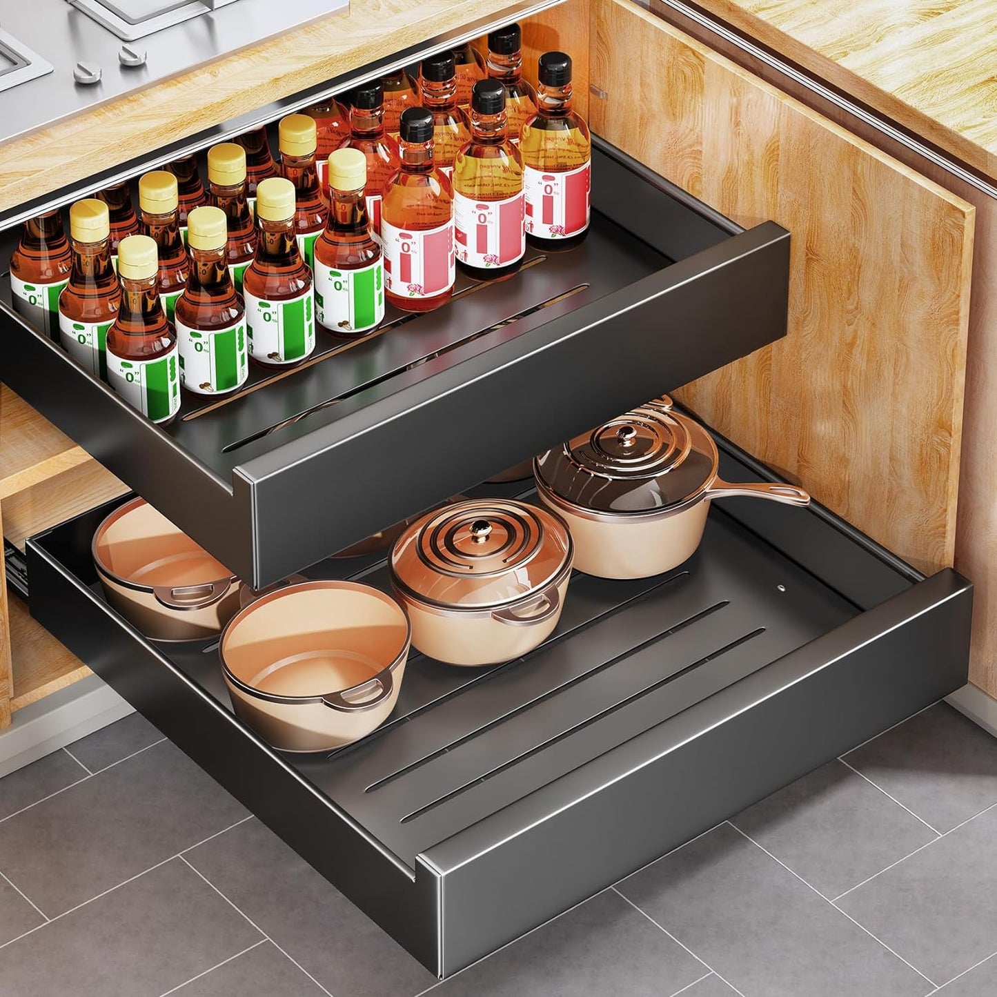 Pull Out Cabinet Organizer for Kitchen and Bathroom Storage