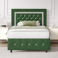 BarnFurin Twin Bed Frame with Headboard - Diamond Tufted Green