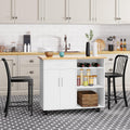 Kitchen Island Cart with Storage Black Wood Top - Rolling Worktop