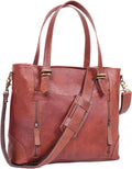 17-inch Large Leather Tote Bag for Women - Genuine Brown Laptop
