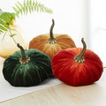 Set of 3 Velvet 9 in Pumpkins - Rustic Fall Tablescape Accent