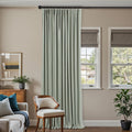 Pinch Pleated Drapes 108 in Blackout Light Green - Modern Linen Look