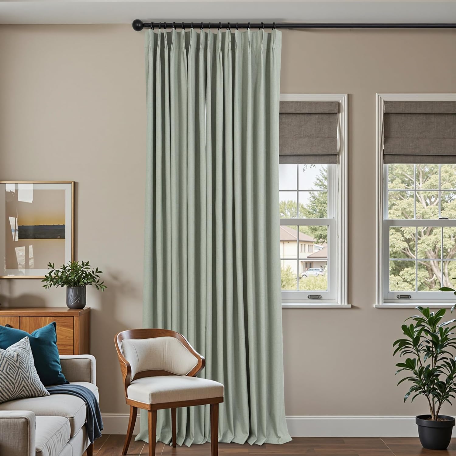 Mrs.Naturall Pinch Pleated Drapes 108in Long for Modern Homes