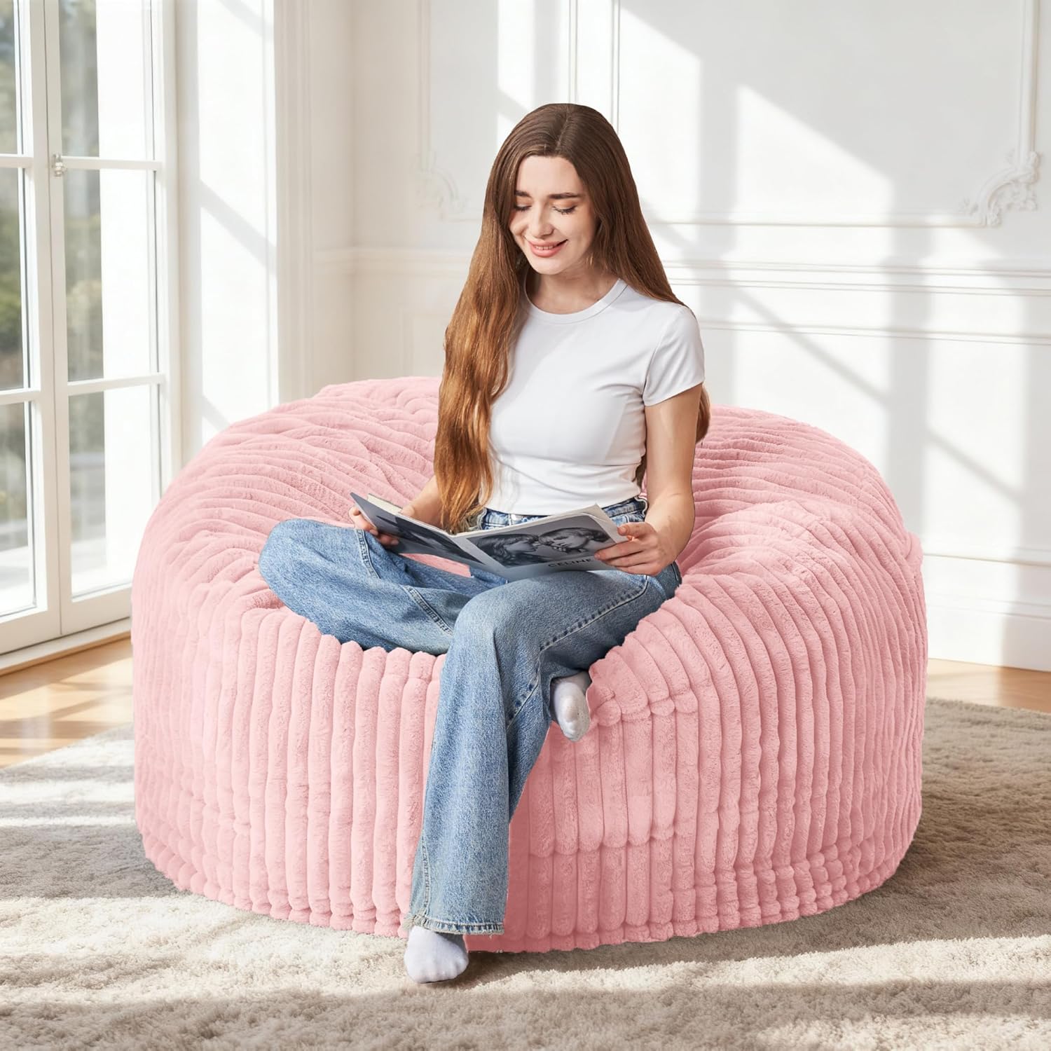 HABUTWAY 3FT Bean Bag Chair for Adults with Plush Cover