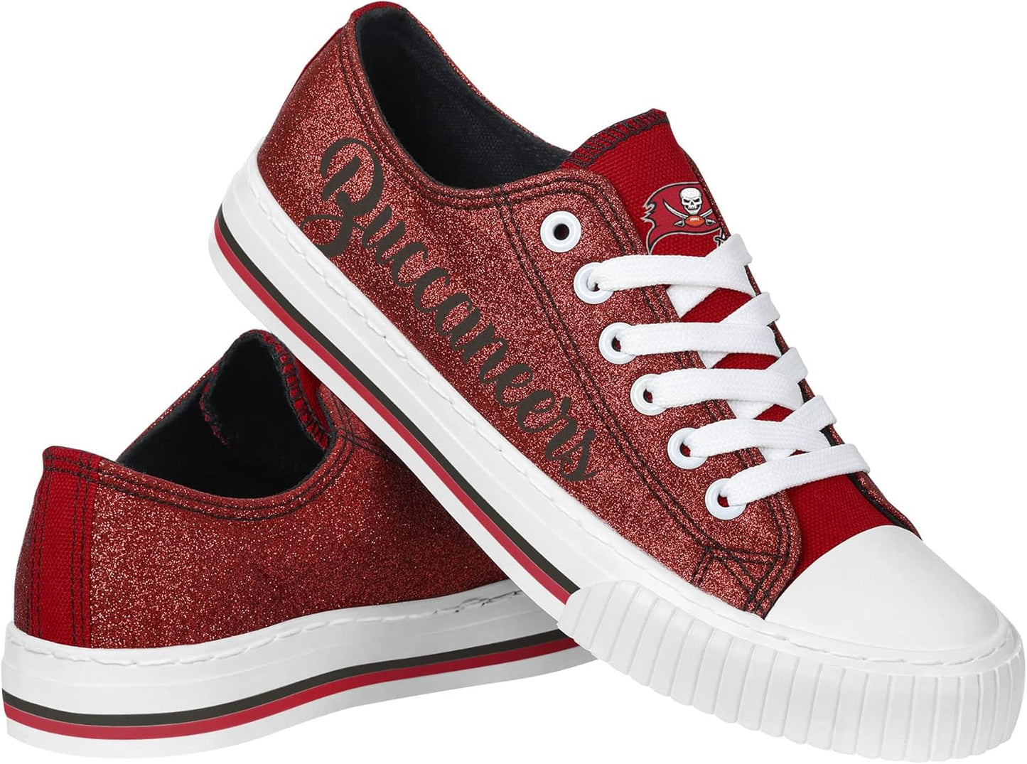FOCO Women's NFL Team Logo Glitter Low Top Canvas Sneakers