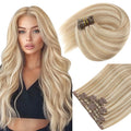 Sunny Hair Clip in Hair Extensions Ash Blonde Highlights 20in