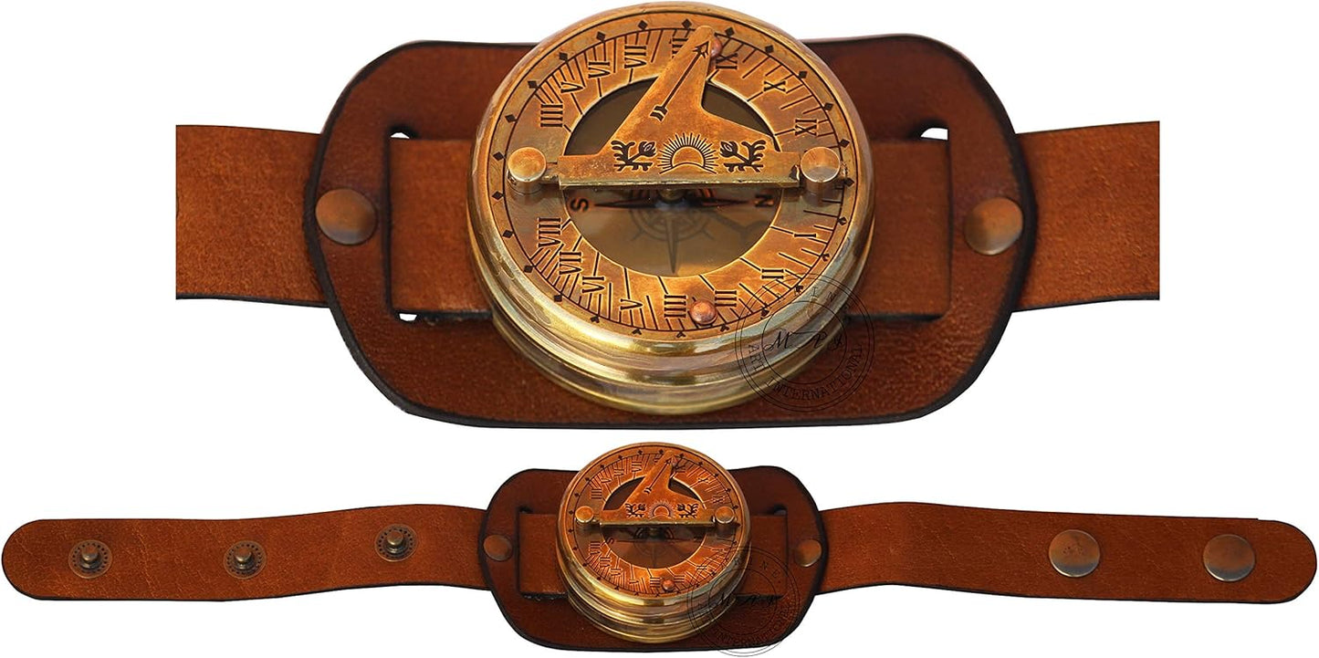 MAI Leather Sundial Compass Watch