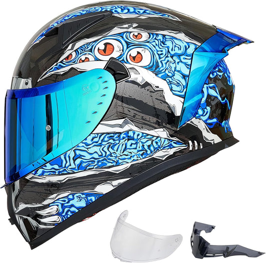 ILM Motorcycle Helmet Full Face with Clear and Tinted Visors