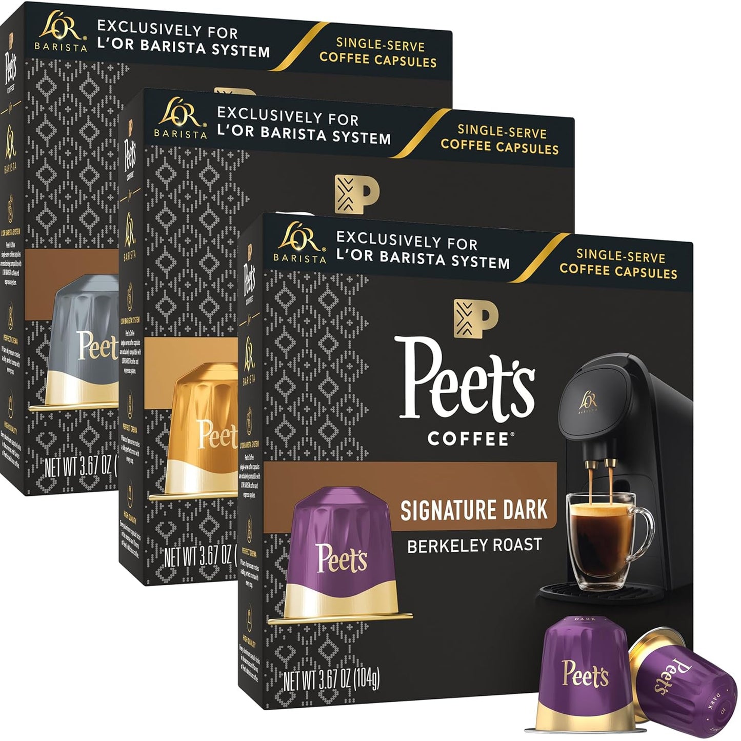 L'OR Barista Peet's Variety Pack - 30 Pods Compatible with L'OR BARISTA System