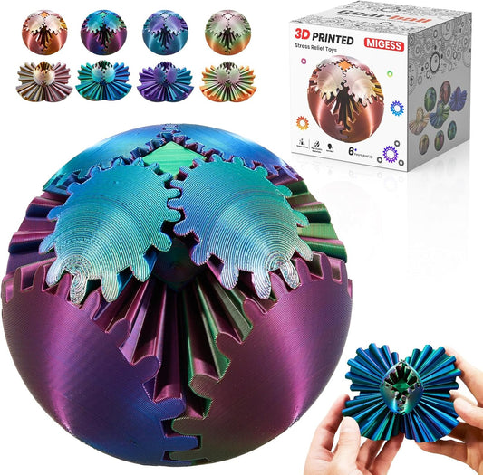 3D Printed Gear Ball Fidget Toy - Stress & Anxiety Relief