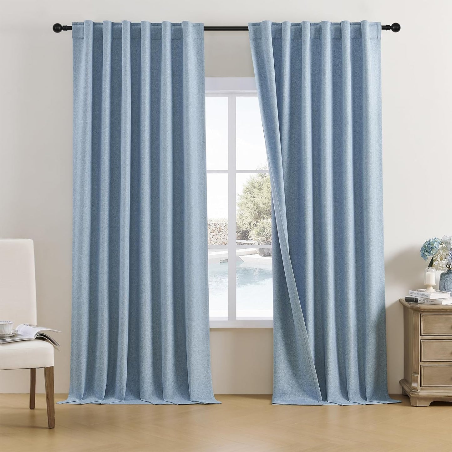 DUALIFE Blackout Curtains 96 Inch Long for Bedroom and Living Room