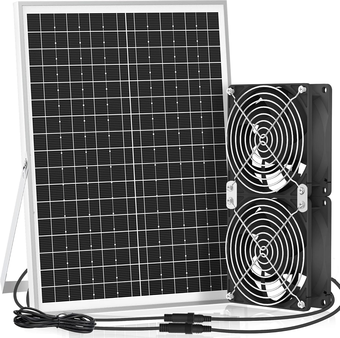 Yeeke 20W Solar Fan Kit | Dual 5-Inch Fans | Outdoor Use | Water Resistant | Cooling & Ventilation