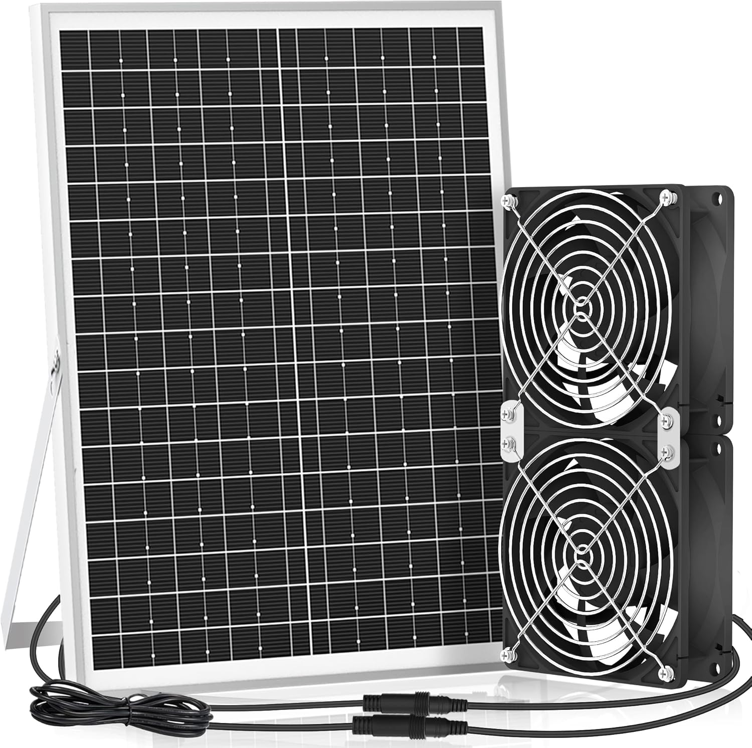Yeeke 20W Solar Fan Kit | Dual 5-Inch Fans | Outdoor Use | Water Resistant | Cooling & Ventilation