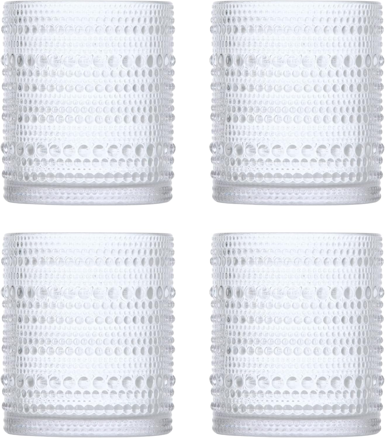 Fortessa Jupiter Beaded Hobnail Glass Set of 4, 10 Ounce