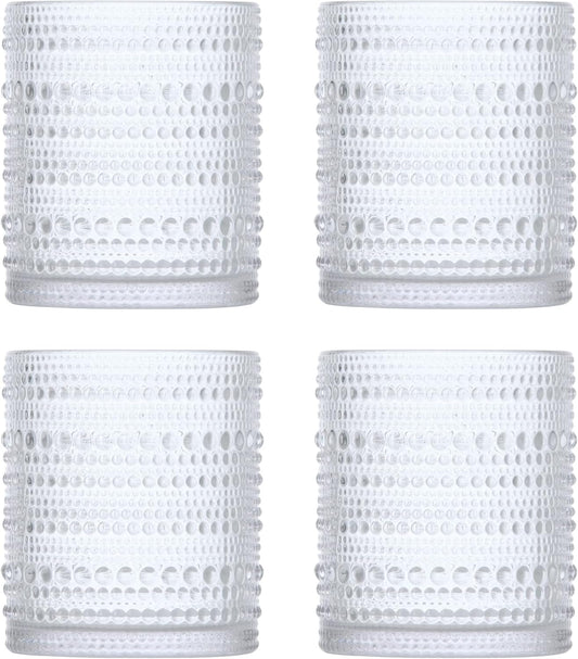 Fortessa Jupiter Beaded Hobnail Glass Set of 4, 10 Ounce