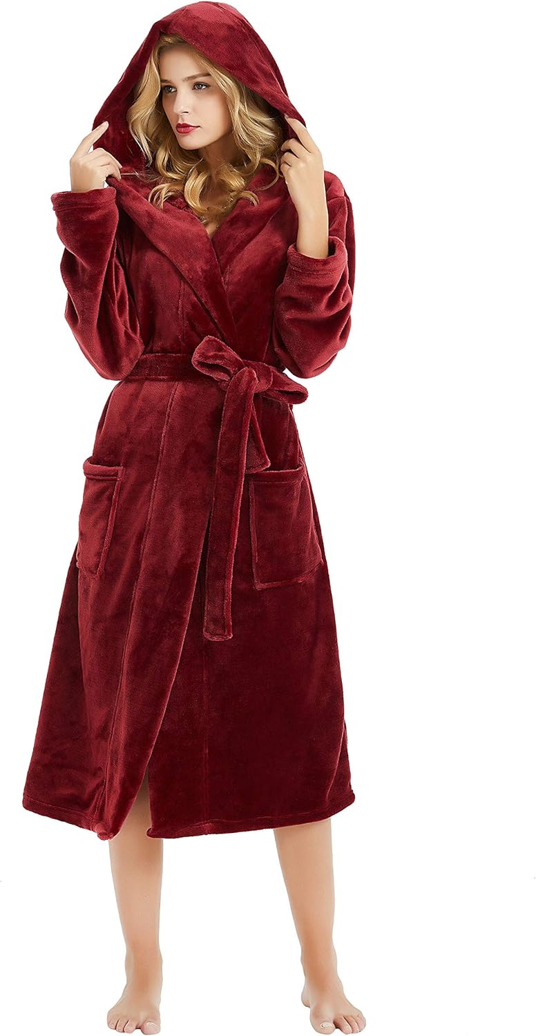 HEARTNICE Womens Hooded Fleece Robe for Cozy Comfort