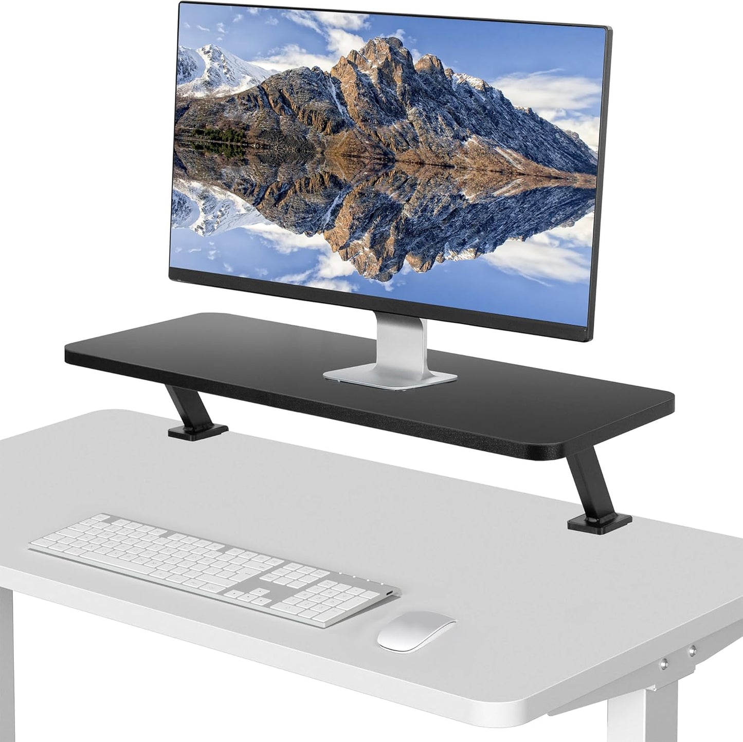 VIVO Black Clamp-on Ergonomic Desk Shelf for Monitors and Laptops