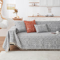 XXL Chenille Couch Cover 71in x 150in White Gray - Boho Sofa