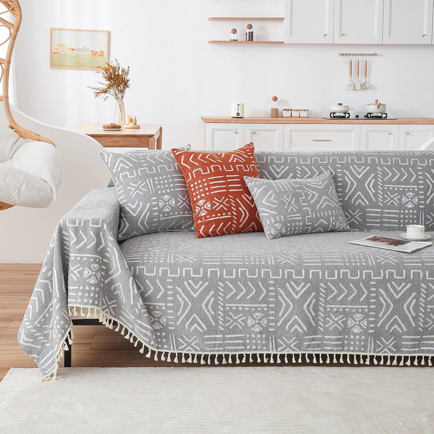 VClife Couch Cover Soft Chenille Boho Style for Living Room