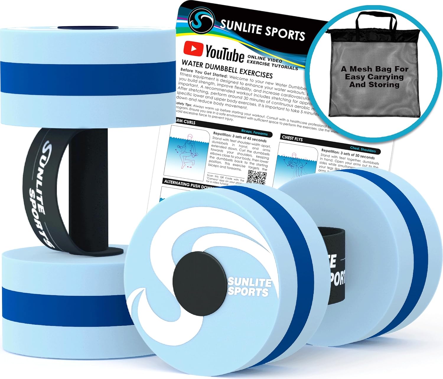 Water Weights Pool Exercise Dumbbells for Aqua Therapy Fitness