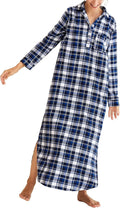 Latuza Women's Plaid Flannel Nightgowns Full Length Sleep Shirts